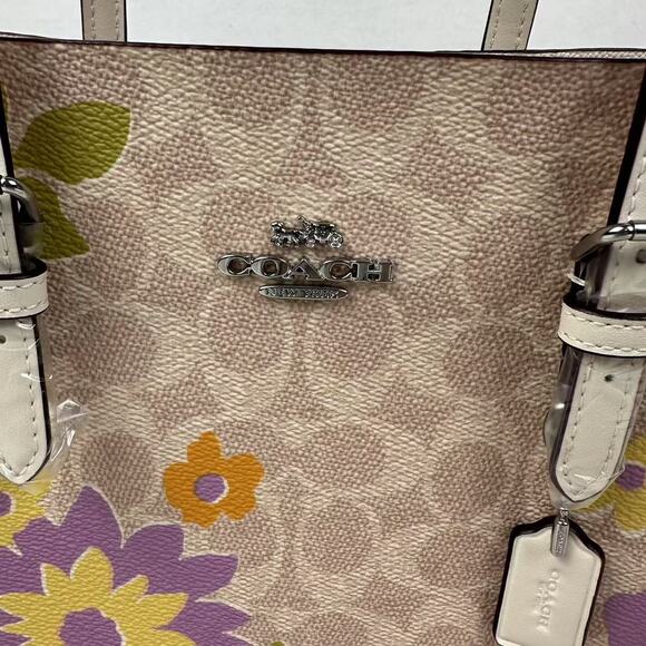Coach Mollie Tote Bag 25 In Signature Canvas With Floral Print CBT23 Sand NWT - Picture 8 of 10
